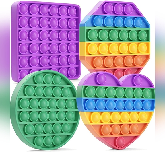 6 Pop It Fidget Toy Set, Pop it Fidget Toy Set OF 6 Different Shapes/Colors - Picture 2 of 12